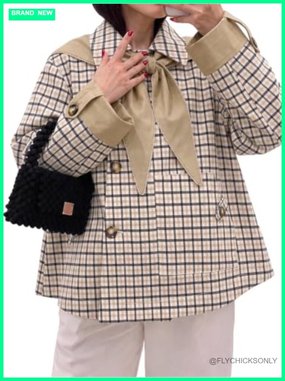 Cropped Trench Coat Single Breasted Shoulder Cape Jacket with Scarf